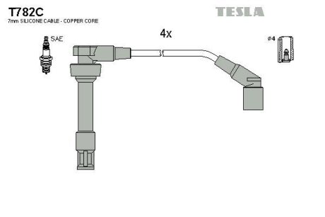 Комплект кабелiв запалювання TESLA T782C