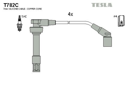 Комплект кабелiв запалювання TESLA T782C