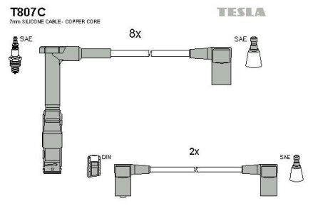 Комплект кабелiв запалювання TESLA T807C