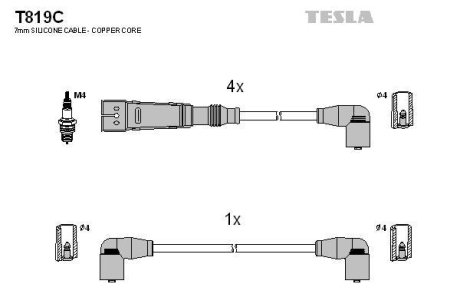 Комплект кабелiв запалювання TESLA T819C