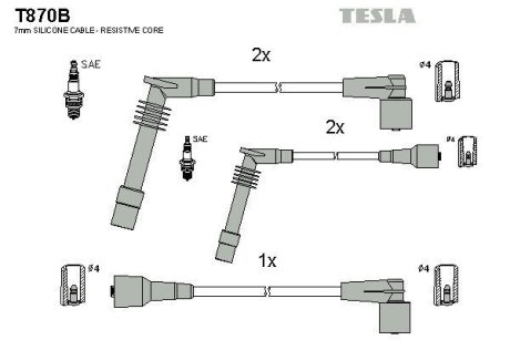 Провода высоковольтные, комплект Opel Vectra b 1.6 (95-03),Opel Vectra b 1.6 (95-02) BLATNA TESLA T870B
