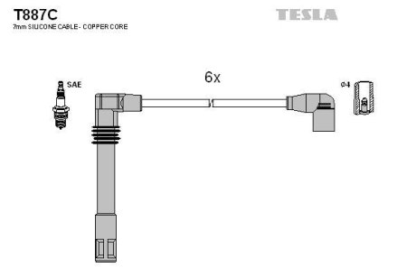 Комплект кабелiв запалювання TESLA T887C
