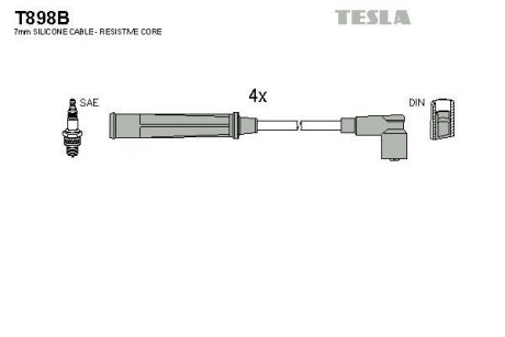 Комплект кабелiв запалювання TESLA T898B