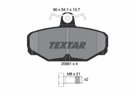 Колодки гальмівні дискові, комплект TEXTAR 2098101