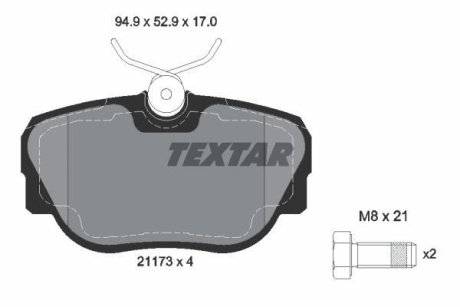 Колодки гальмівні дискові, комплект TEXTAR 2117302 (фото 1)