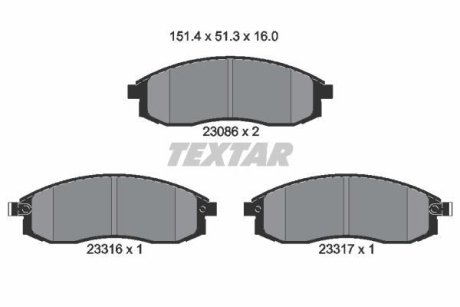 Колодки гальмівні дискові, комплект TEXTAR 2308602
