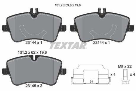 Колодки гальмівні дискові, комплект TEXTAR 2314402