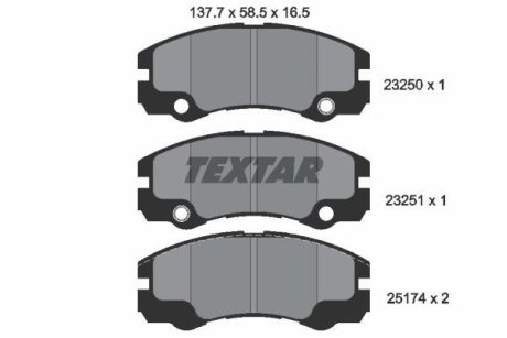 Колодки гальмівні дискові, комплект TEXTAR 2325001