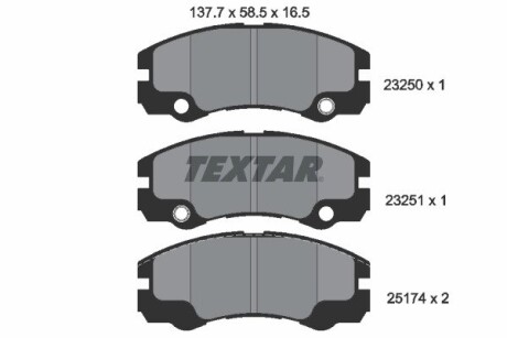 Колодки гальмівні дискові, комплект TEXTAR 2325001