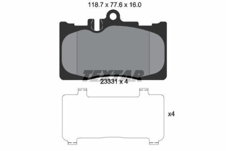 Колодки гальмівні дискові, комплект TEXTAR 2333102 (фото 1)
