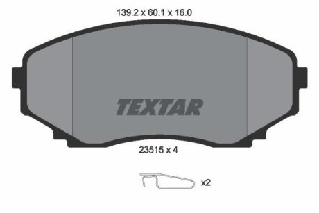 Колодки гальмівні дискові, комплект TEXTAR 2351501 (фото 1)