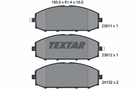 Колодки гальмівні дискові, комплект TEXTAR 2361101 (фото 1)