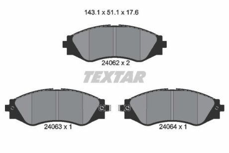 Колодки гальмівні дискові, комплект TEXTAR 2406201 (фото 1)