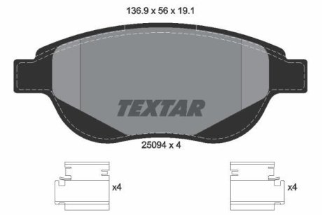 Колодки гальмівні дискові, комплект TEXTAR 2509401