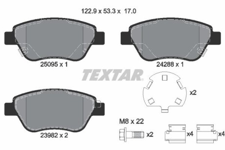 Колодки гальмівні дискові, комплект TEXTAR 2509501