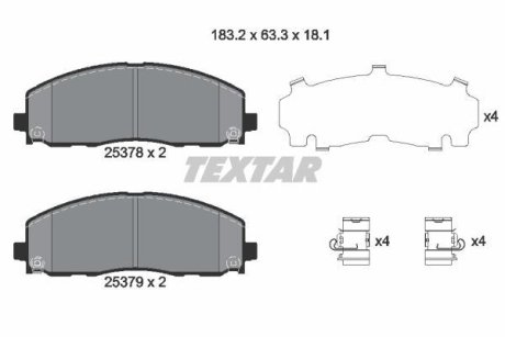 Колодки гальмівні дискові, комплект TEXTAR 2537801 (фото 1)