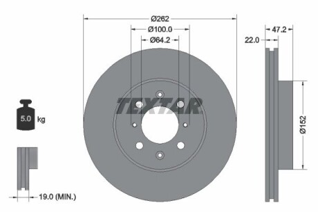 Тормозной диск TEXTAR 92070600 (фото 1)