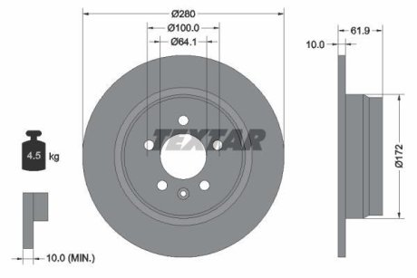 Тормозной диск TEXTAR 92103500 (фото 1)