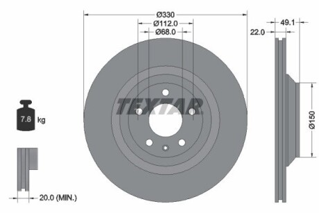 Диск тормоз Зад TEXTAR 92132603