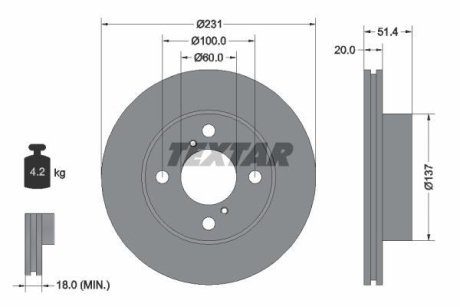 Тормозной диск TEXTAR 92204100 (фото 1)
