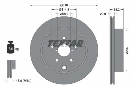 Тормозной диск TEXTAR 92243703