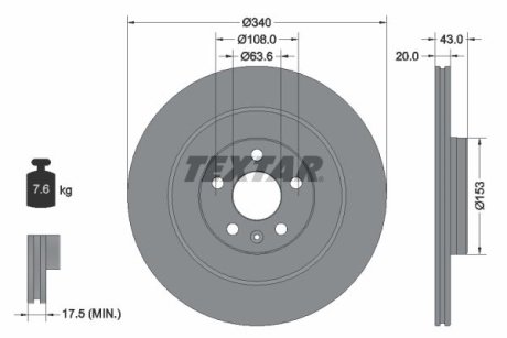 Гальмівний диск TEXTAR 92304503