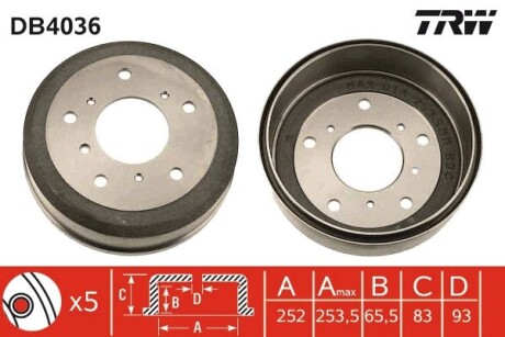 Тормозной барабан TRW DB4036