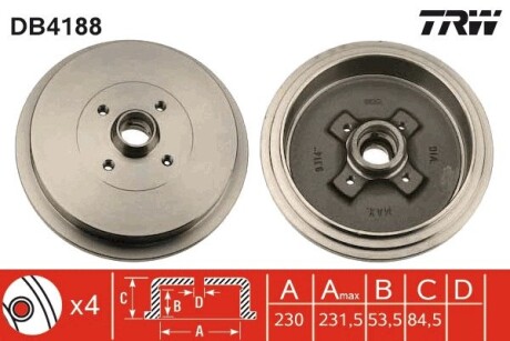 Тормозной барабан TRW DB4188