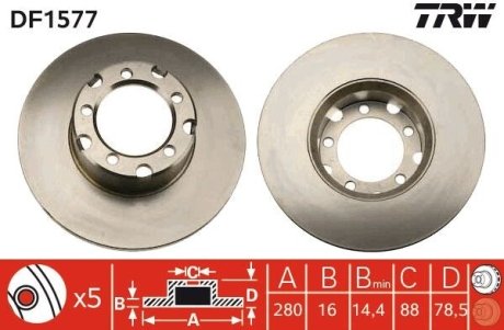Тормозной диск TRW DF1577 (фото 1)