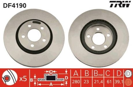Тормозной диск TRW DF4190 (фото 1)