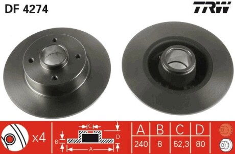 Тормозной диск TRW DF4274 (фото 1)