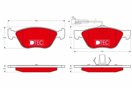 Колодки гальмівні дискові, комплект TRW GDB1212DTE