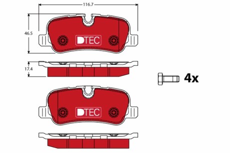 Колодки гальмівні дискові, комплект TRW GDB1632DTE