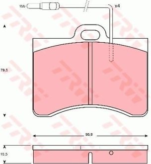 Комплект тормозних колодок, дисковий тормоз TRW GDB165 (фото 1)