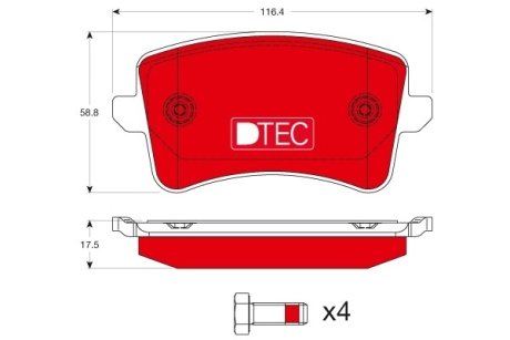 Колодки гальмівні дискові, комплект TRW GDB1765DTE