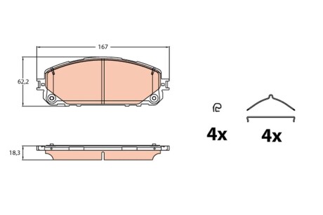 Гальмівні колодки дискові JEEP Cherokee "F "13>> TRW GDB2142 (фото 1)