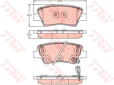 Гальмівні колодки дискові KIA Rio \'\'F \'\'17>> TRW GDB2242 (фото 1)