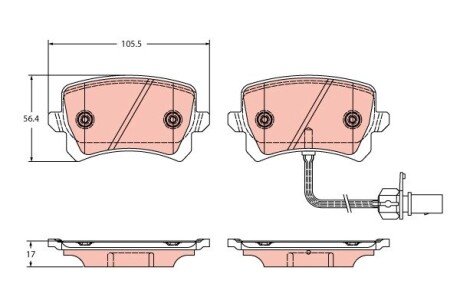 Гальмівні колодки дискові AUDI RSQ3 "R "13-18 TRW GDB2389 (фото 1)