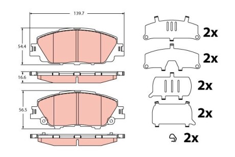 Гальмівні колодки дискові TOYOTA Corolla/Yaris Cross "F "18>> TRW GDB2394