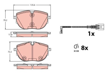 Гальмівні колодки дискові VW T6 \'\'F \'\'15>> TRW GDB2412