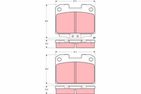 Колодки гальмівні дискові, комплект TRW GDB 3104