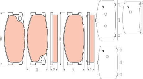 Колодки гальмівні дискові, комплект TRW GDB3423