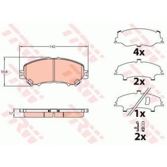 Колодки тормозные NISSAN/RENAULT X-Trail/Kadjar "F "14>> TRW GDB3648 (фото 1)