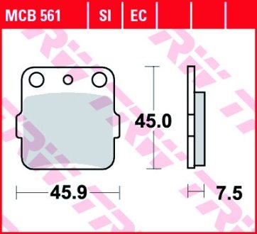 Колодки гальмівні дискові, комплект TRW MCB561EC