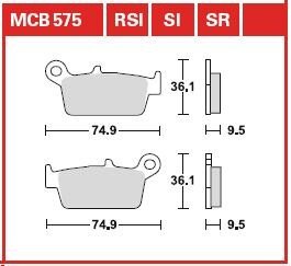 Комплект гальмівних колодок TRW MCB575