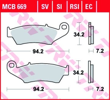 Колодки гальмівні дискові, комплект TRW MCB669EC