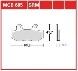 Колодки гальмівні дискові, комплект TRW MCB685SRM (фото 1)