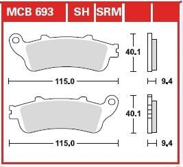 Колодки гальмівні дискові, комплект TRW MCB693SRM