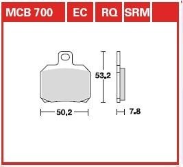 Колодки гальмівні дискові, комплект TRW MCB700EC