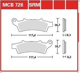 Колодки гальмівні дискові, комплект TRW MCB726SRM (фото 1)